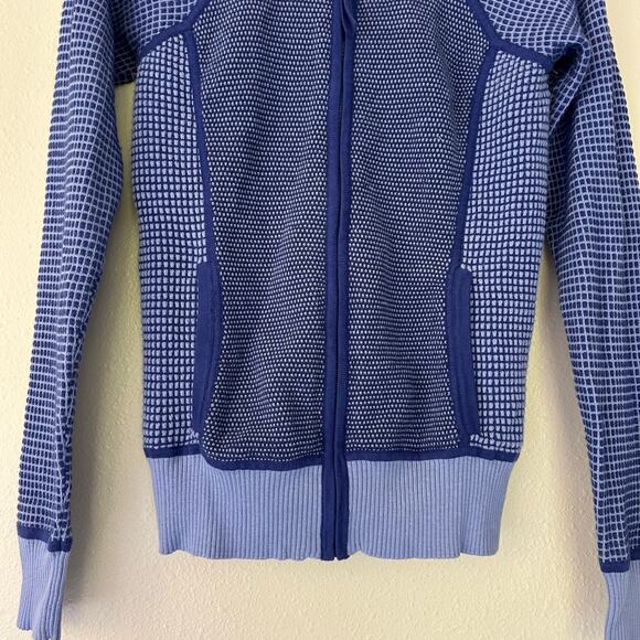 Title nine knit hooded sweater full zip outdoor hiking athletic Gorpcore blue XS - Picture 2 of 11